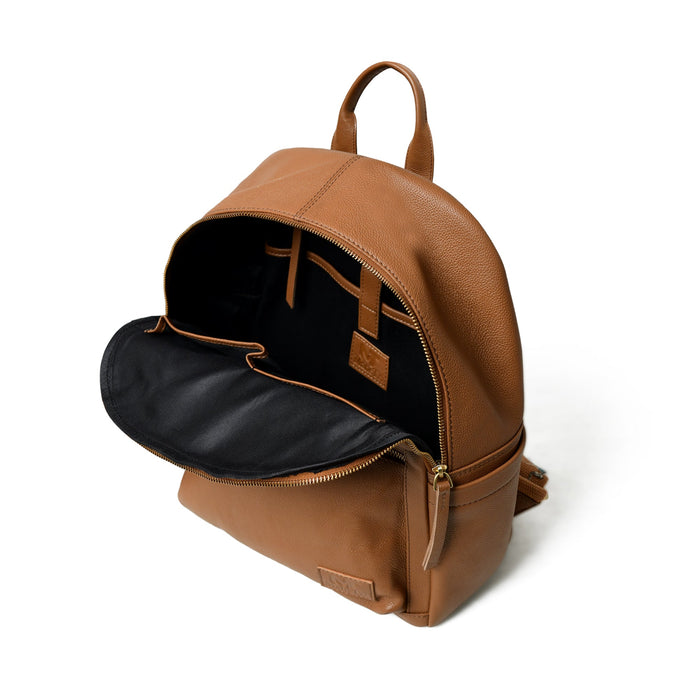 Tan Leather Multi Pocket Women's Backpack