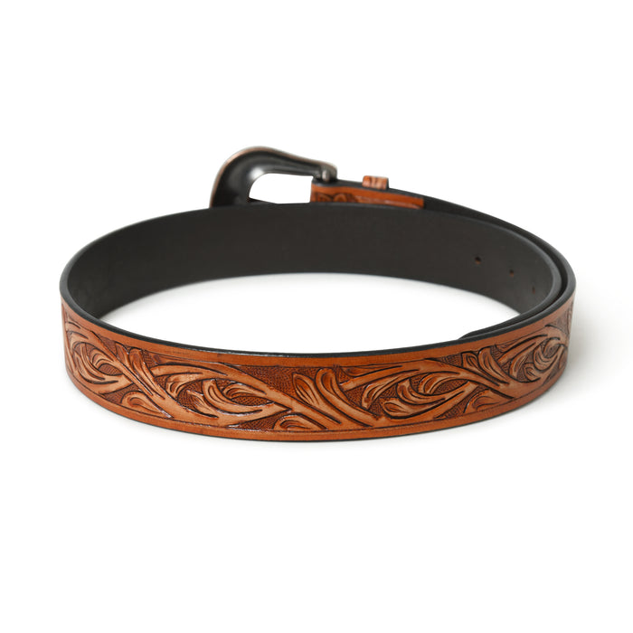 Western Cowboy Leather Belt - Brown