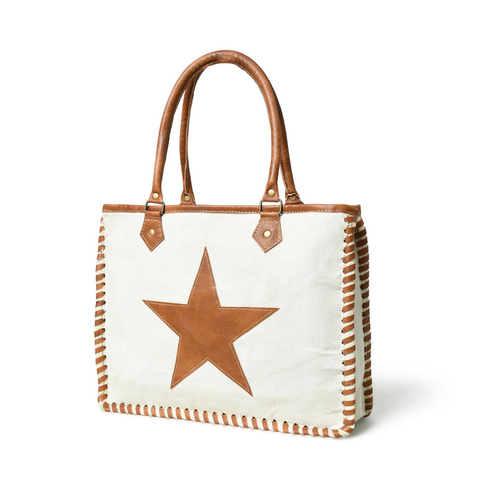 Star Upcycled Canvas Shoulder Tote
