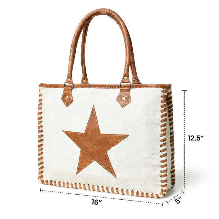 Star Upcycled Canvas Shoulder Tote