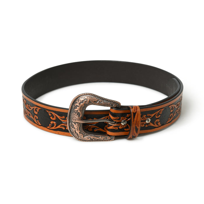 Western Cowboy Leather Belt - Black & Brown