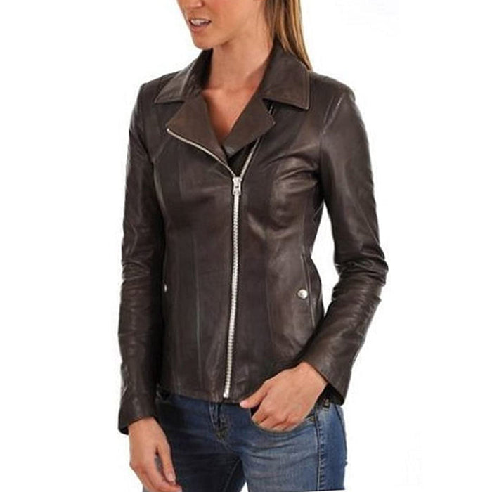 Dark Brown Women's Leather Jacket