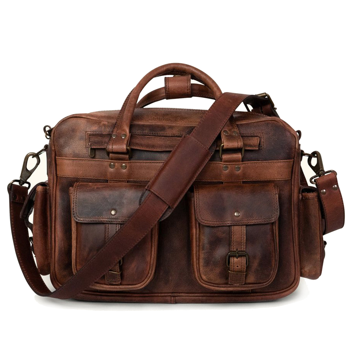バッグ hunting world briefcase Leather World Synthetic Leather Briefcase: 15.6 Inch Brown Laptop