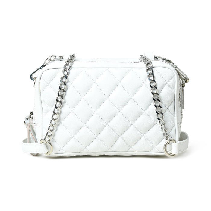 Stylish Mini Quilted Crossbody Bag, White