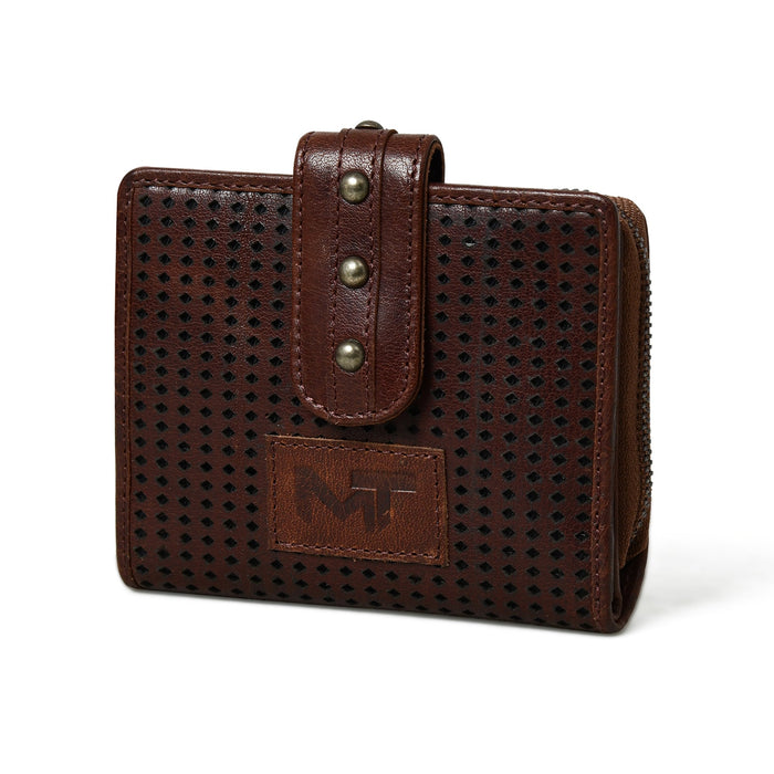 Textured Women's Bifold Wallet- Dark Brown