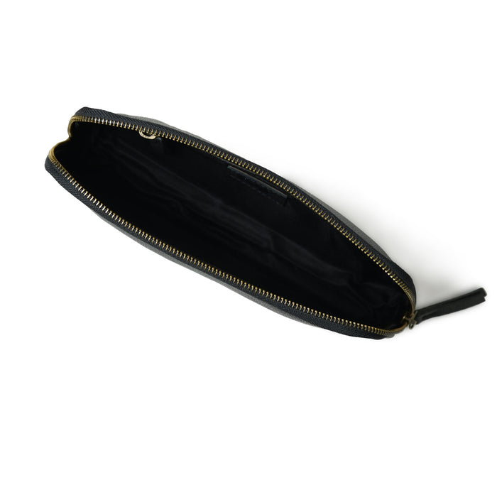 Classic Black Leather Clutch