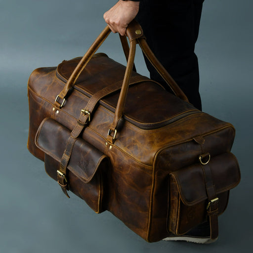 MENDOZA | Large Leather Duffle Bag With U-Shape Zipper (SLC-202) - Sarge  Leather Co.