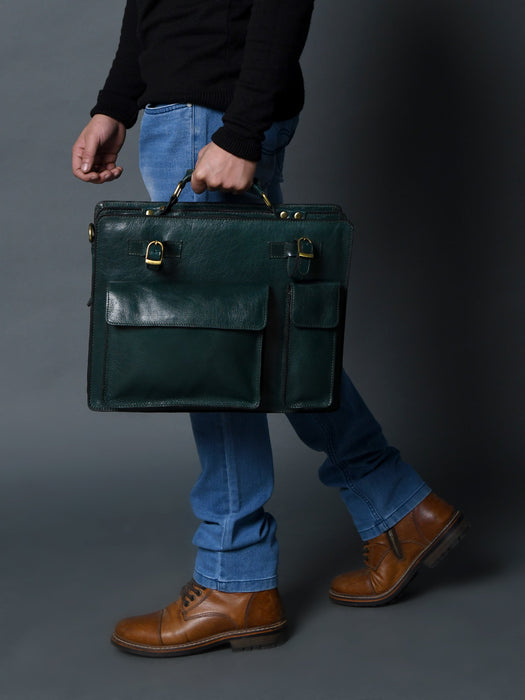 Tuscany Italian Leather Briefcase, Green