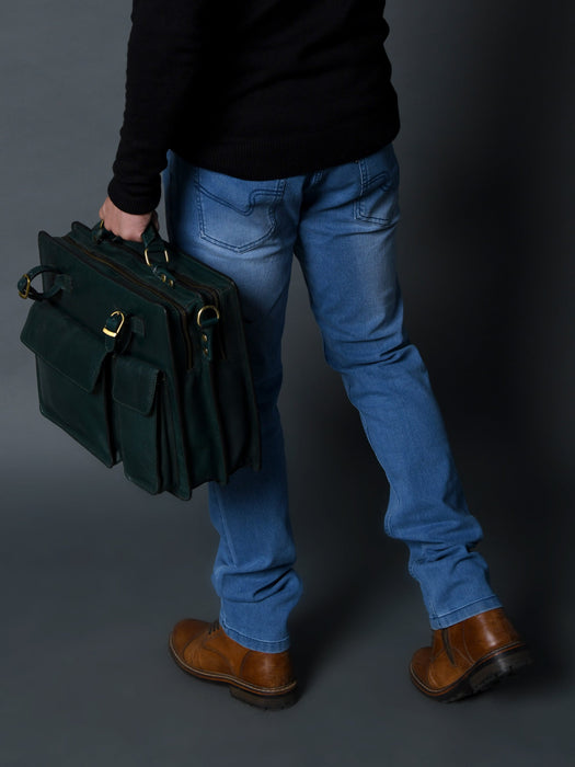 Tuscany Italian Leather Briefcase, Green