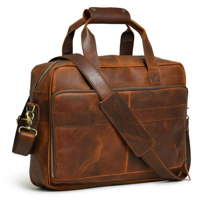 Karl Cinnamon Leather Office Bag For Men | Leather Briefcase- MaheTri