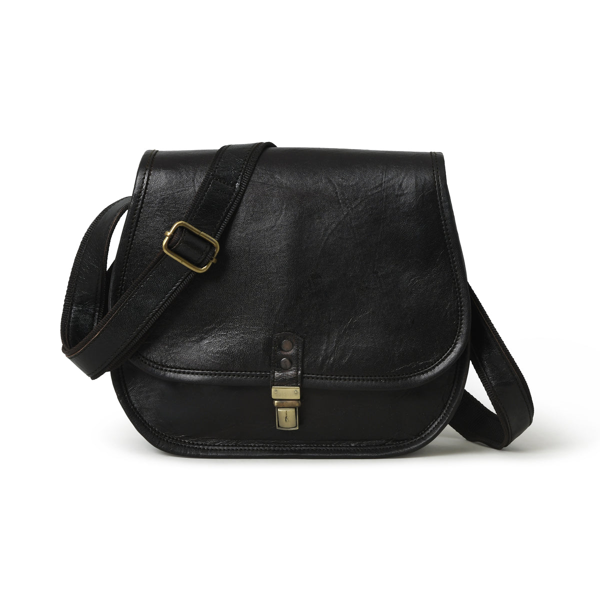 Women's Black Leather Sling Bag Leather Crossbody Bag MT — MaheTri