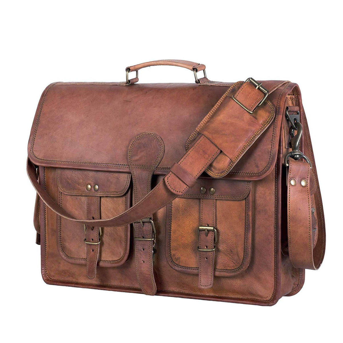 MaheTri 2-in-1 Genuine Leather Backpack & Messenger Bag - Laptop Bag For Men - View #2