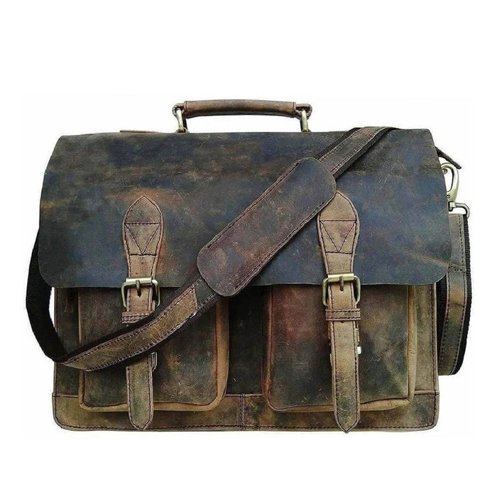 Retro Buffalo Hunter Leather Laptop Messenger Bag Classy Leather Bags 