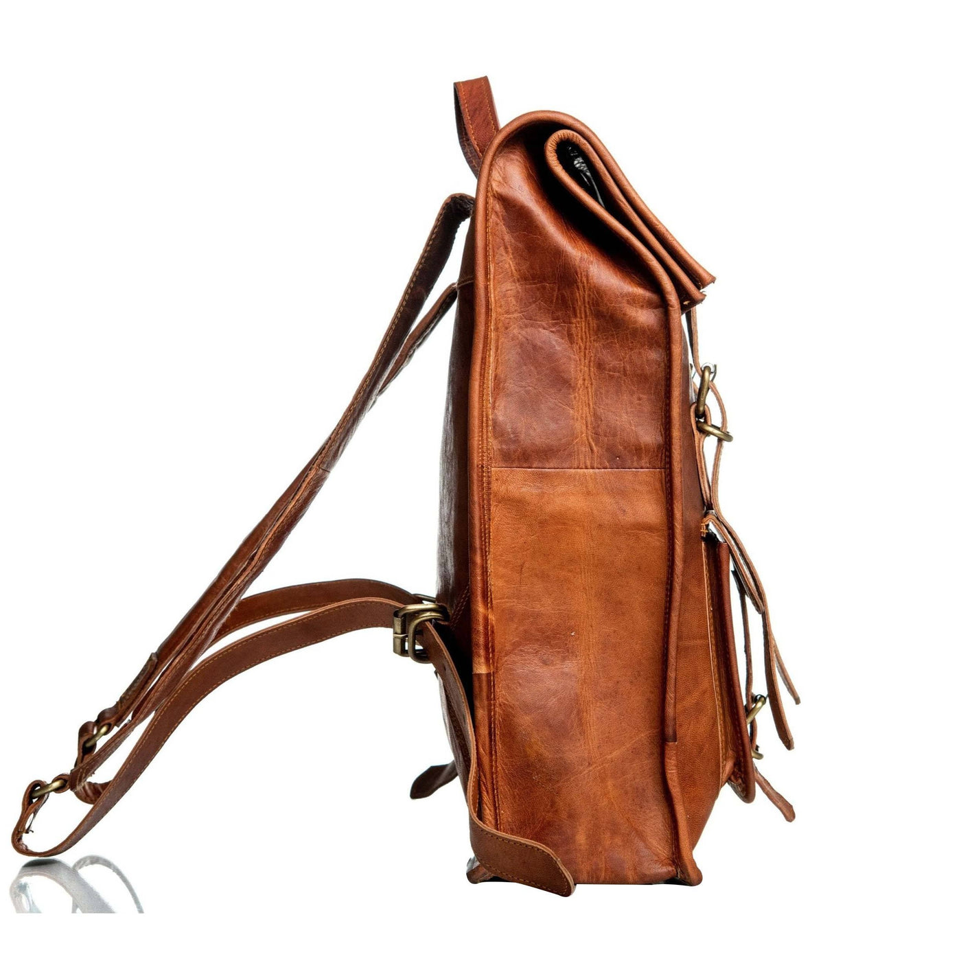 Hoffman RollTop Leather Backpack Unisex Shoulder Backpack MaheTri