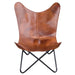 Handmade Leather Butterfly Chair in Natural Tan, 2 Piece Set Classy Leather Bags 