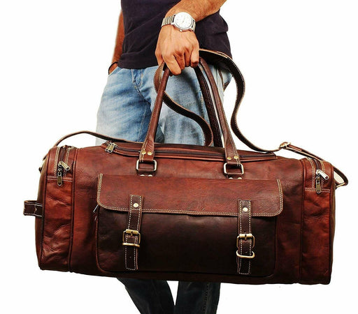 Genuine Leather Traveler Overnight Weekender Duffle Bag Classy Leather Bags 