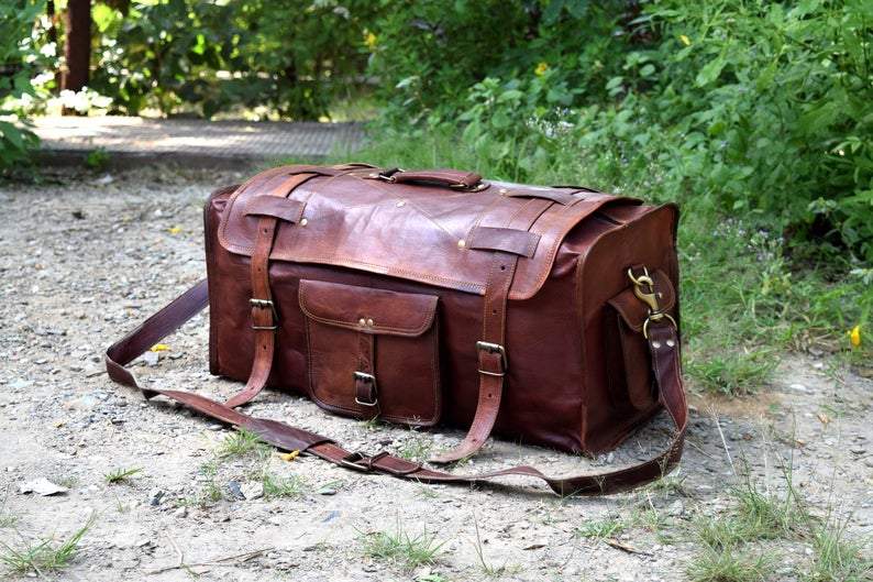 Vintage Brown Flap Leather Duffle Bag Classy Leather Bags 