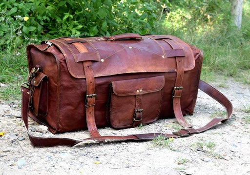 Vintage Brown Flap Leather Duffle Bag Classy Leather Bags 