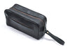Black Leather Toiletry Bag Single Zipper Classy Leather Bags 