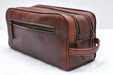 Vintage Brown Leather Toiletry Bag Double Zipper Classy Leather, Inc 
