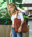 Vintage Style Genuine Brown Leather Tote Women Classy Leather Bags 